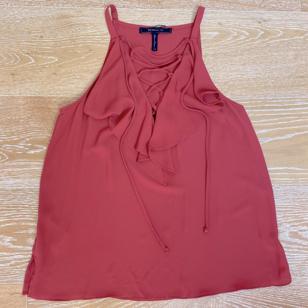 BCBG tie front sleeveless top - Tandori Spice color & BRAND NEW w/ tags. Size XS
